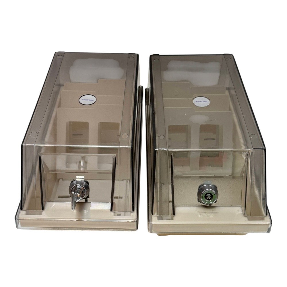 Vintage‎ Perfect Micro Floppy Disk Storage Case Lot Beige Smoke Lockable 3.5in